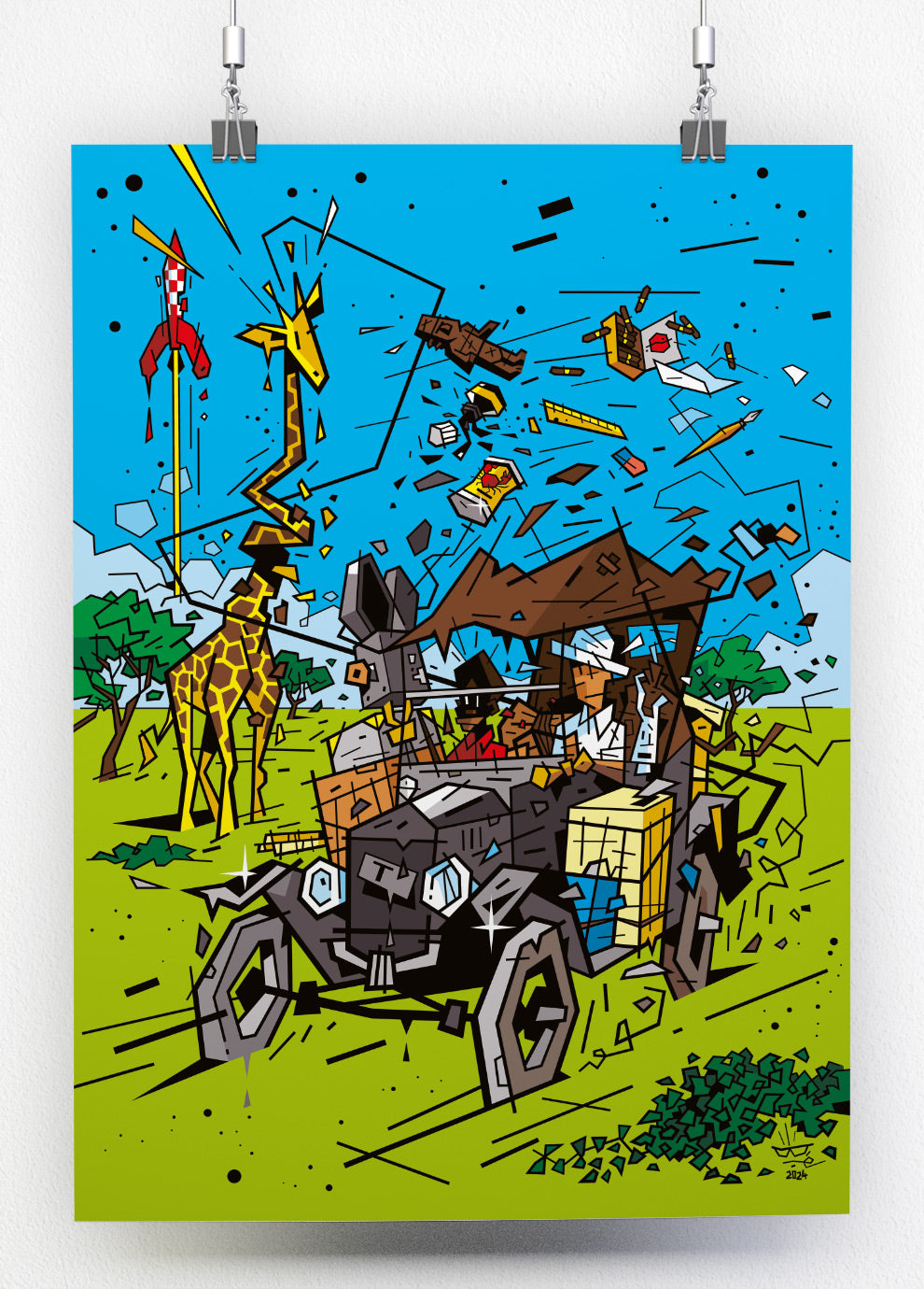 Hommage à Hergé, illustration tribute Franco-Belgian clear line, fine art print — Eric Blanchot, 2024