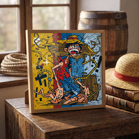 Monkey D. Luffy, illustration One Piece graphic portrait, fine art print framed display - Eric Blanchot, 2024