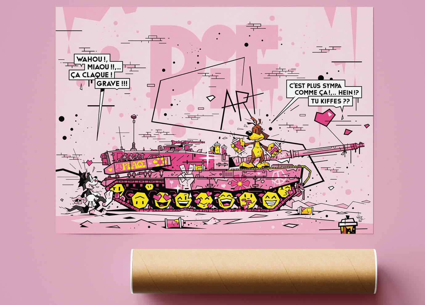 Pif Tank'Art, illustration Pif Gadget military subversion, fine art print — Eric Blanchot, 2023