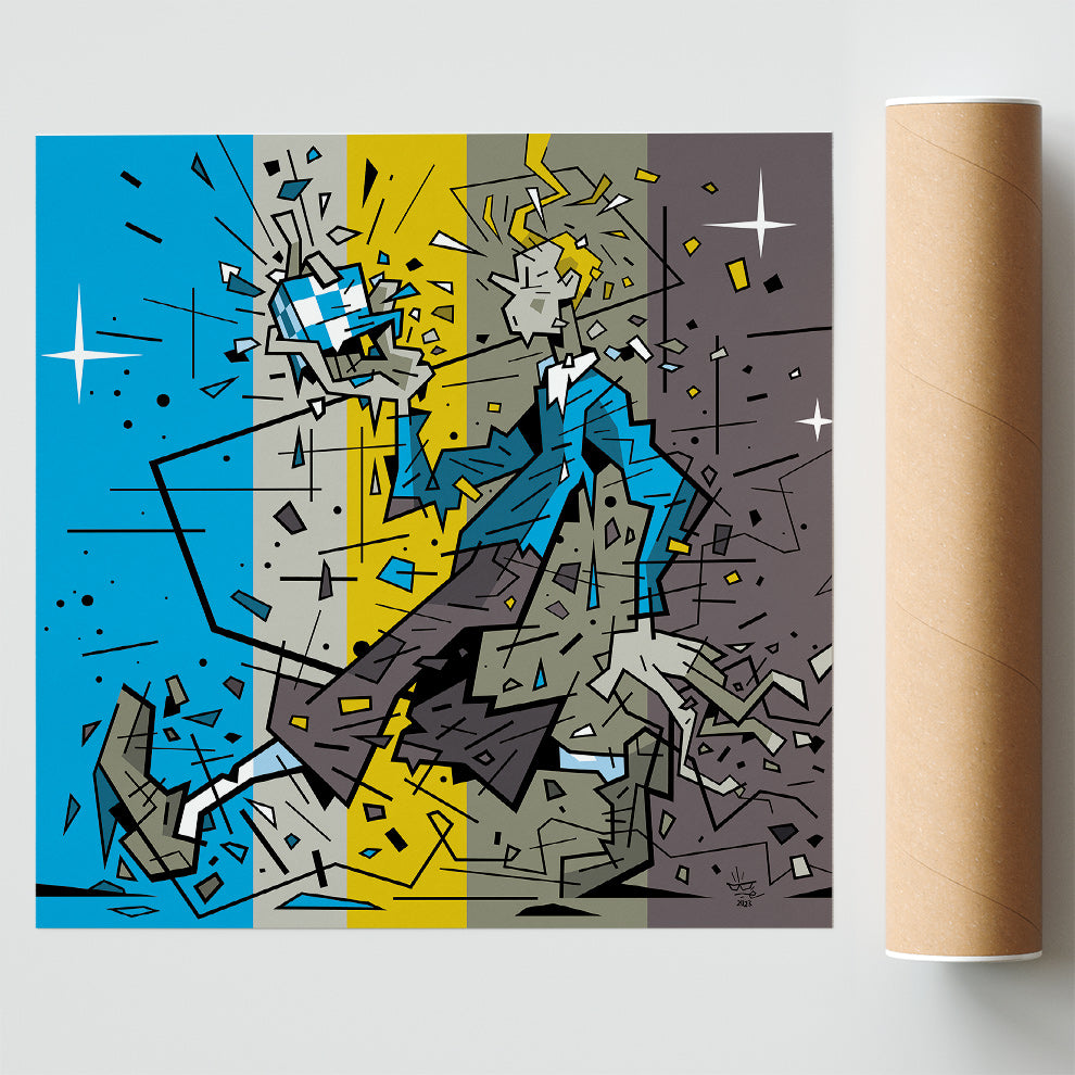 Tintin, illustration clear line reinterpretation, fine art print — Eric Blanchot, 2024