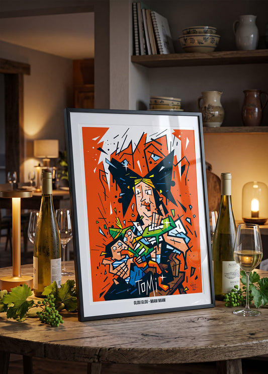Tomi Ungerer, illustration tribute Alsatian illustrator, fine art print framed display - Eric Blanchot, 2024