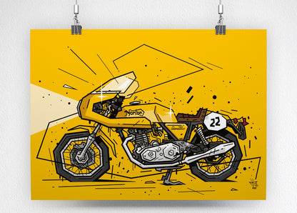 750 Commando Racer, illustration Norton British vintage motorcycle, fine art print — Eric Blanchot, 2022
