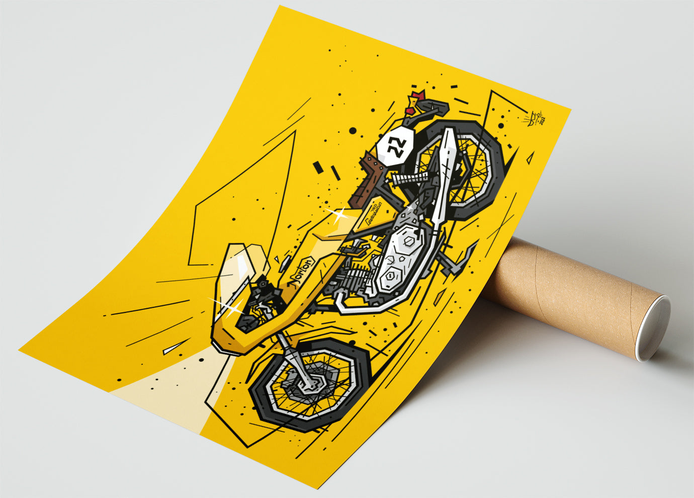 750 Commando Racer, illustration Norton British vintage motorcycle, fine art print — Eric Blanchot, 2022
