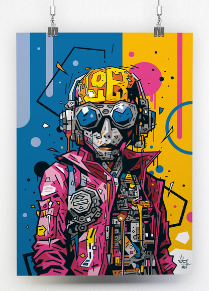 Betty R#Boot, illustration artificial intelligence cybernetic portrait, fine art print — Eric Blanchot, 2023