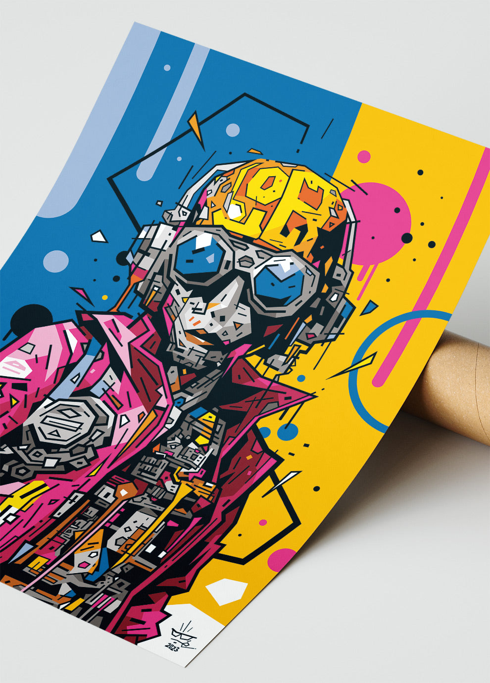 Betty R#Boot, illustration artificial intelligence cybernetic portrait, fine art print — Eric Blanchot, 2023