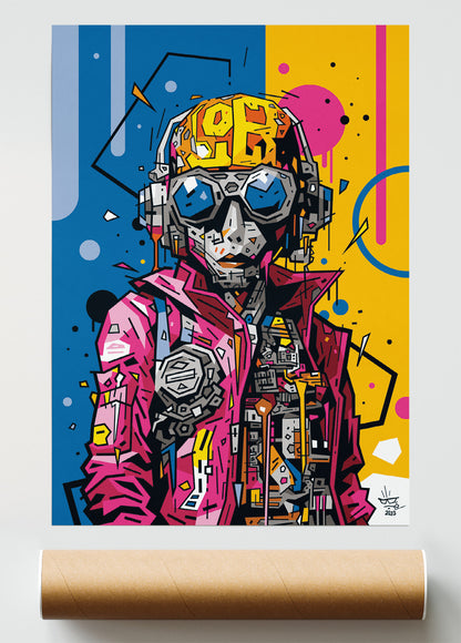 Betty R#Boot, illustration artificial intelligence cybernetic portrait, fine art print — Eric Blanchot, 2023