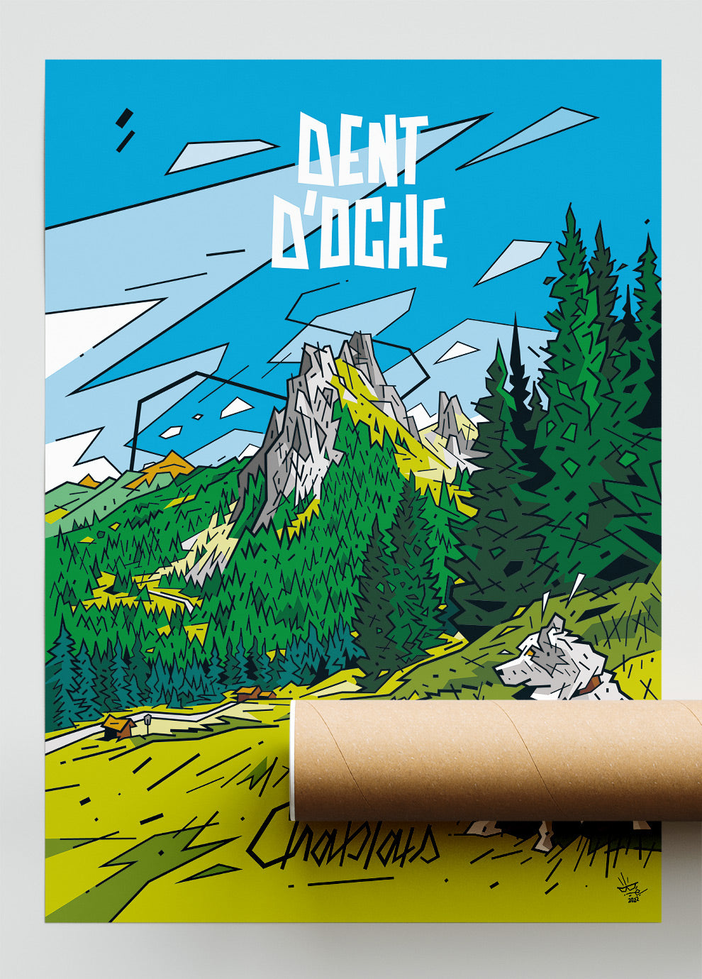 Dent d'Oche, illustration Chablais alpine landscape, fine art print — Eric Blanchot, 2022