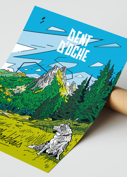 Dent d'Oche, illustration Chablais alpine landscape, fine art print — Eric Blanchot, 2022