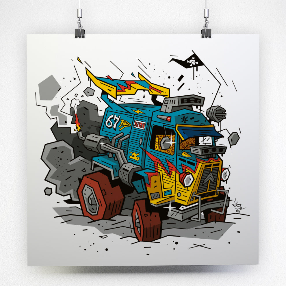 Type H Dragster, illustration Citroën HY custom culture, fine art print — Eric Blanchot, 2021