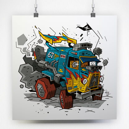Type H Dragster, illustration Citroën HY custom culture, fine art print — Eric Blanchot, 2021