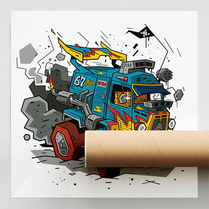 Type H Dragster, illustration Citroën HY custom culture, fine art print — Eric Blanchot, 2021