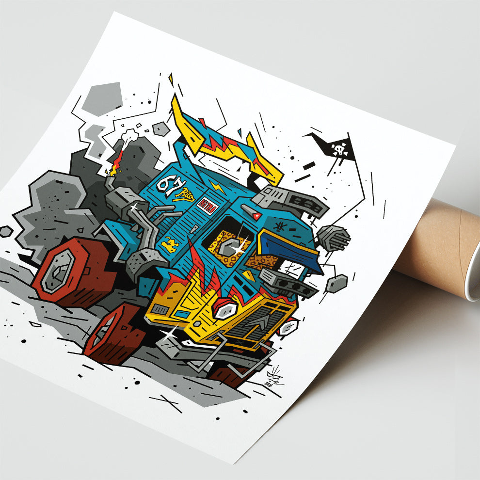 Type H Dragster, illustration Citroën HY custom culture, fine art print — Eric Blanchot, 2021