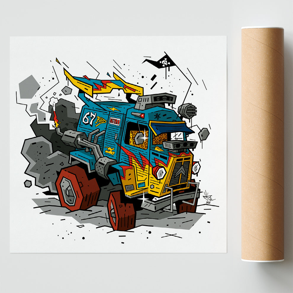 Type H Dragster, illustration Citroën HY custom culture, fine art print — Eric Blanchot, 2021