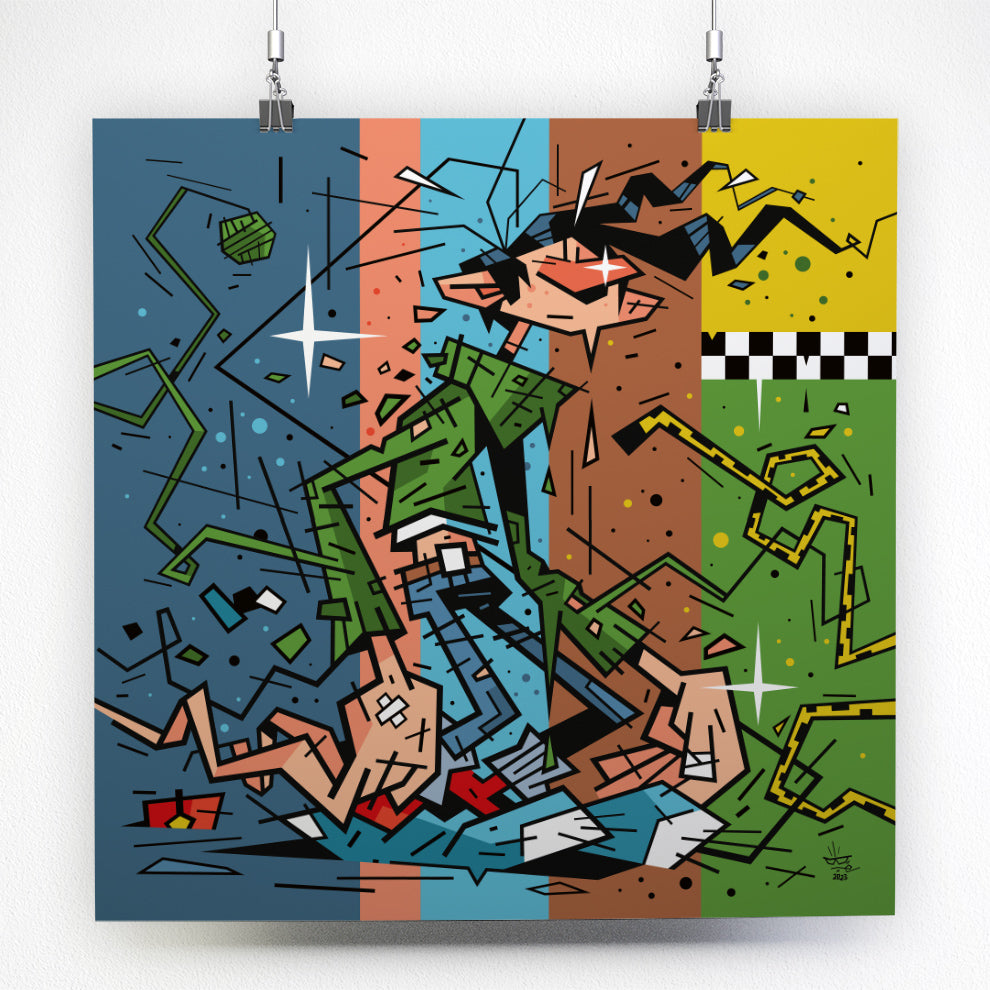 Gaston Lagaffe, illustration comic graphic portrait, fine art print — Eric Blanchot, 2023