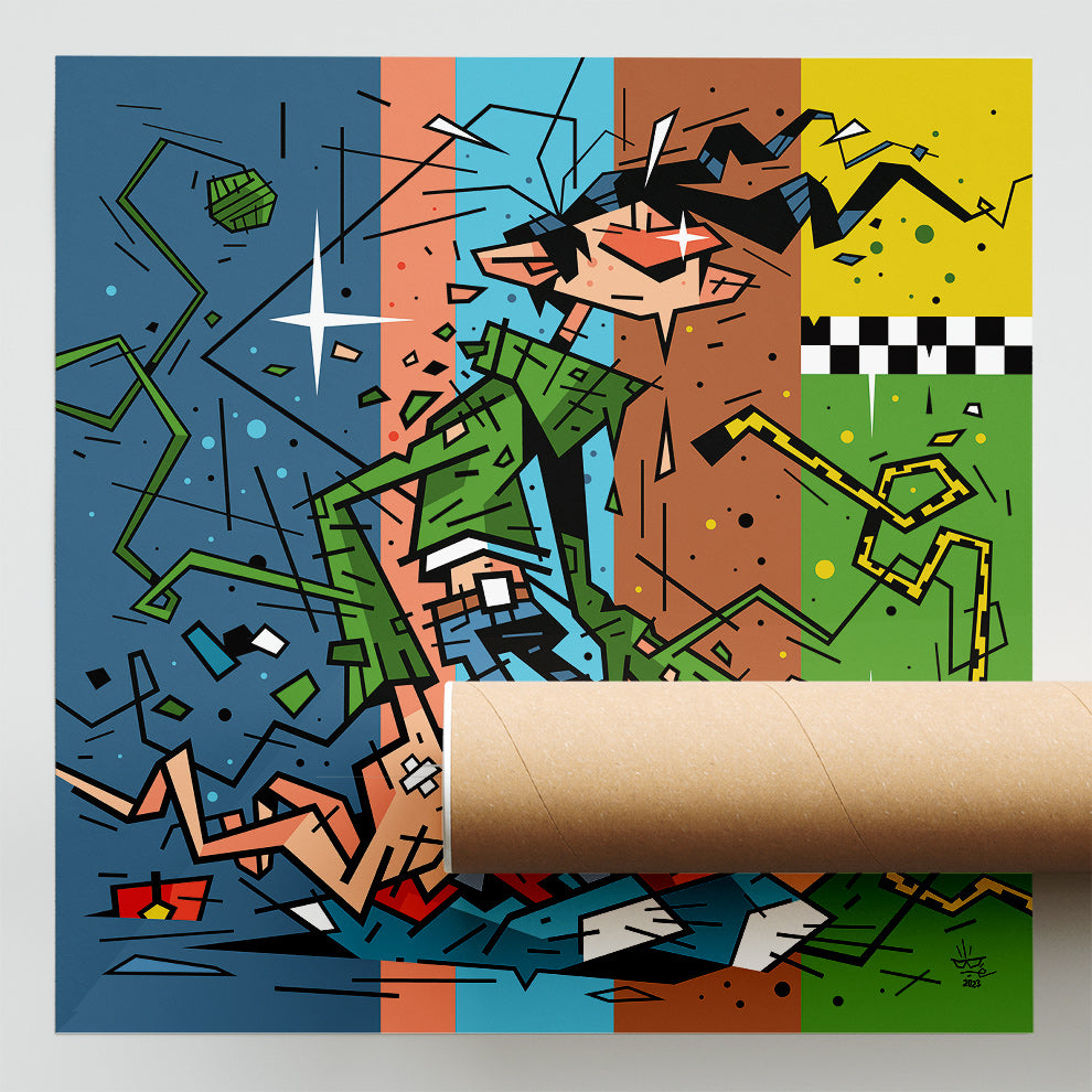 Gaston Lagaffe, illustration comic graphic portrait, fine art print — Eric Blanchot, 2023