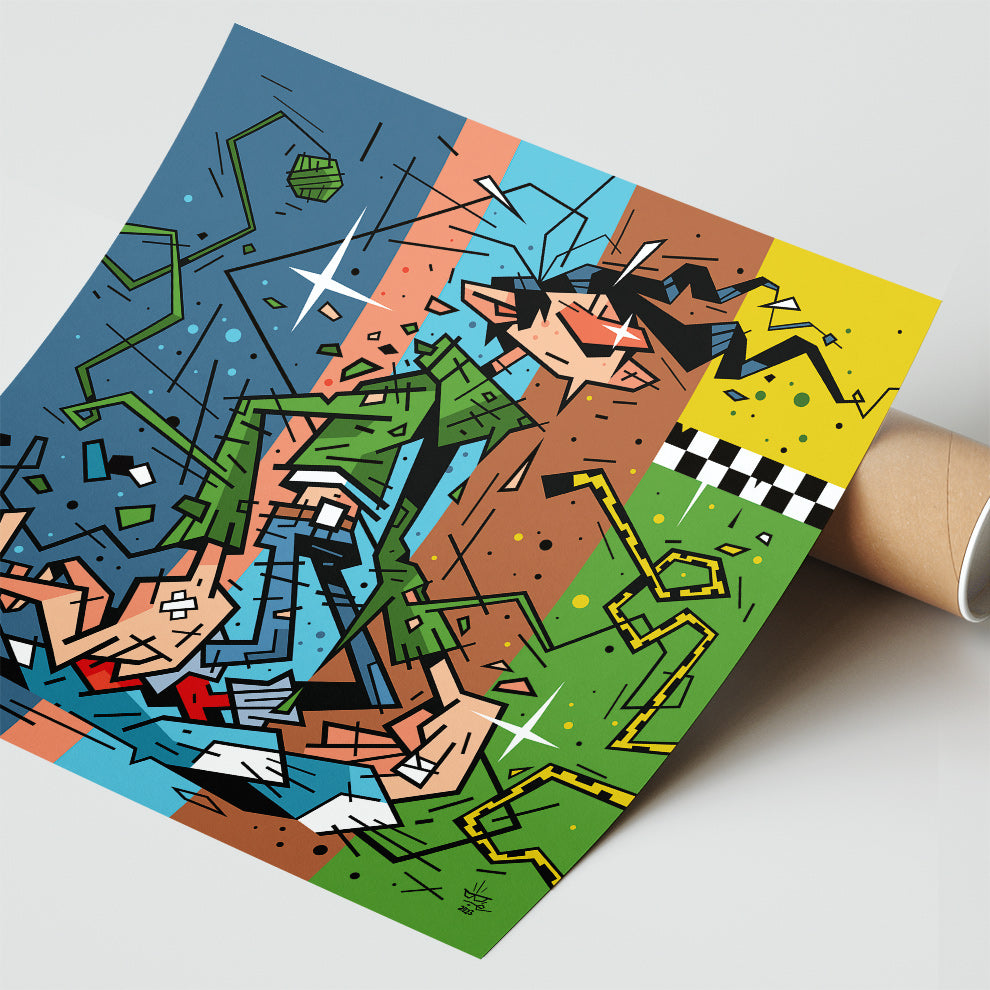Gaston Lagaffe, illustration comic graphic portrait, fine art print — Eric Blanchot, 2023