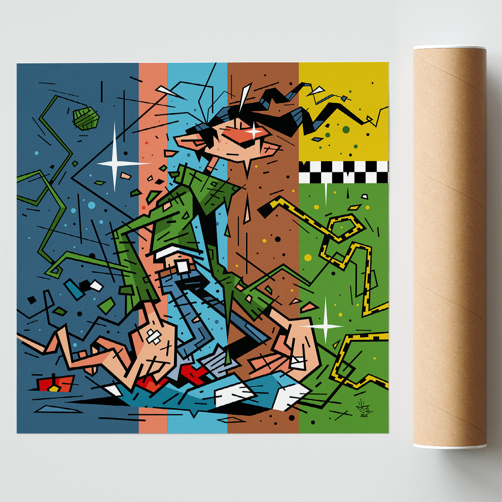 Gaston Lagaffe, illustration comic graphic portrait, fine art print — Eric Blanchot, 2023
