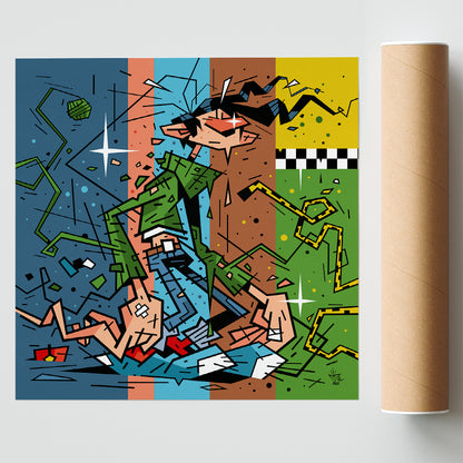 Gaston Lagaffe, illustration comic graphic portrait, fine art print — Eric Blanchot, 2023