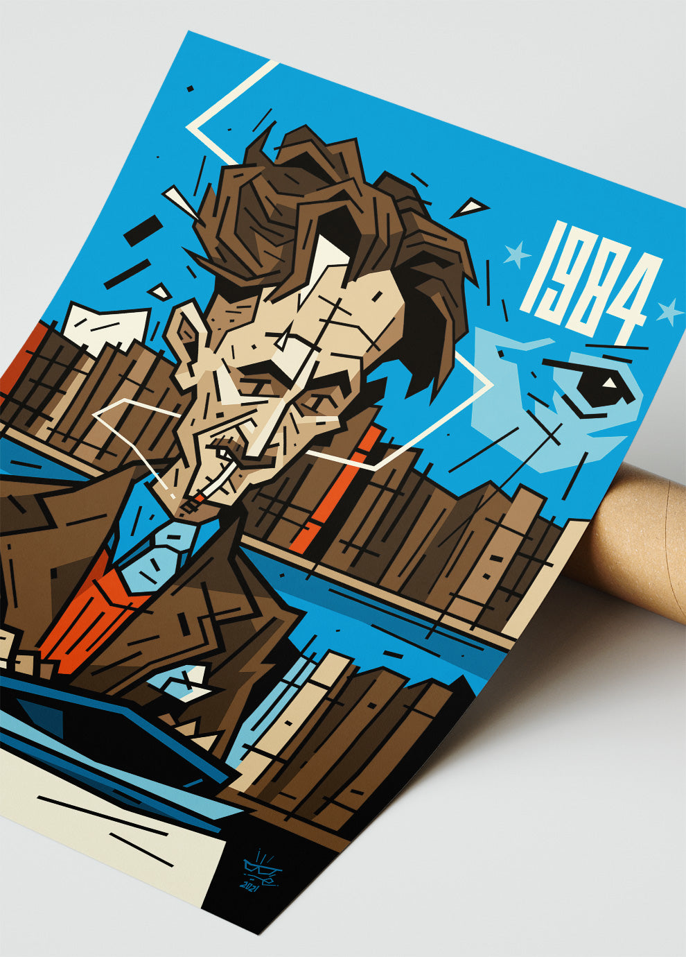 George Orwell, illustration 1984 dystopia portrait, fine art print — Eric Blanchot, 2021