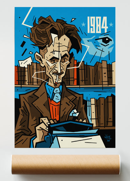 George Orwell, illustration 1984 dystopia portrait, fine art print — Eric Blanchot, 2021
