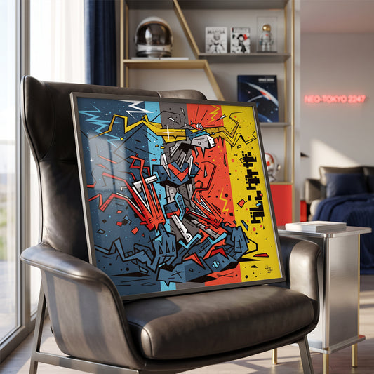 Goldorak, illustration graphic manga, fine art print framed display - Eric Blanchot, 2023