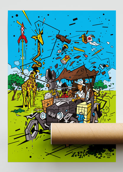 Hommage à Hergé, illustration tribute Franco-Belgian clear line, fine art print — Eric Blanchot, 2024
