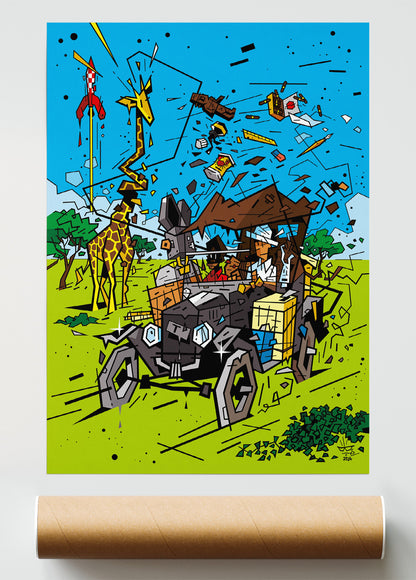 Hommage à Hergé, illustration tribute Franco-Belgian clear line, fine art print — Eric Blanchot, 2024