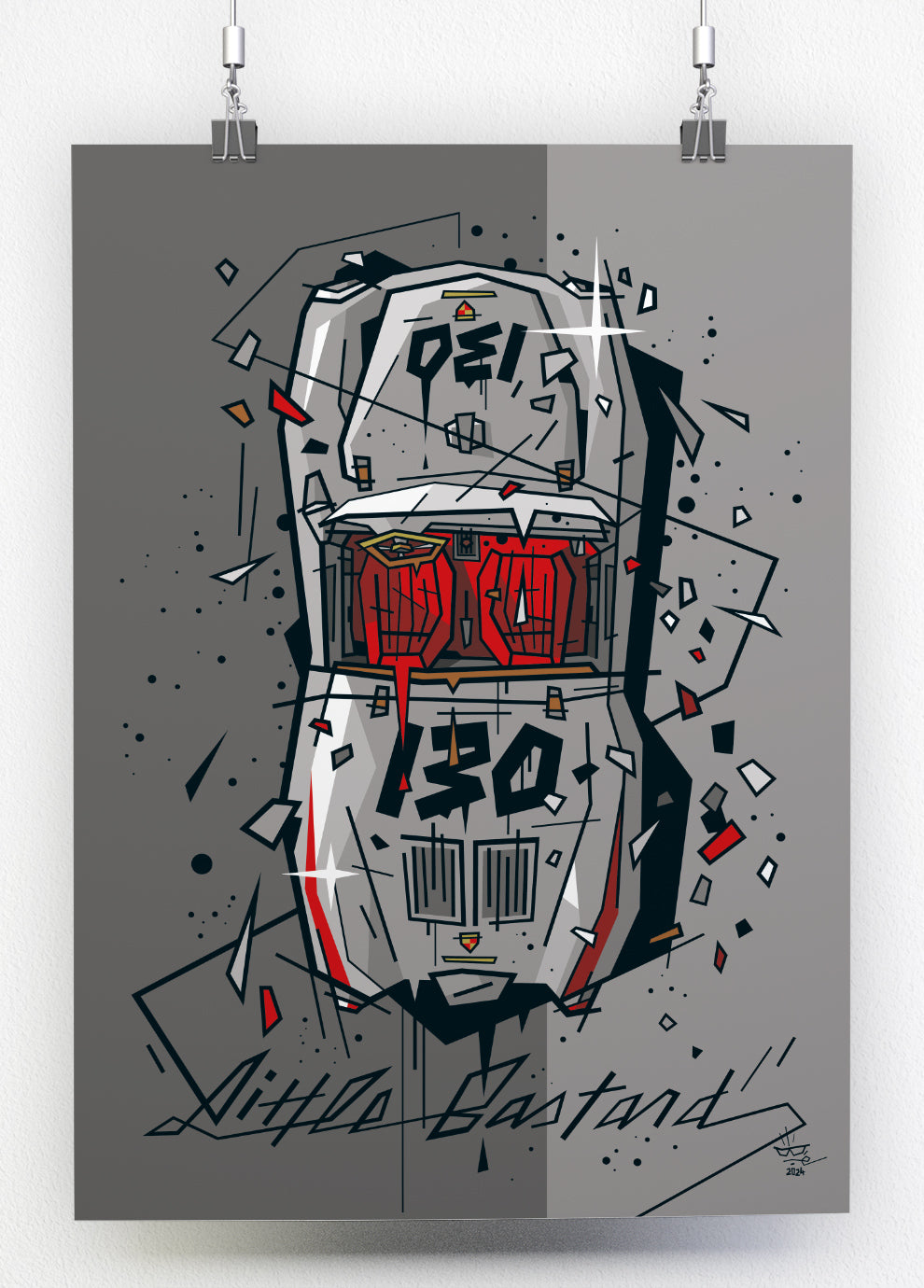Little Bastard, illustration Porsche 550 Spyder James Dean, fine art print — Eric Blanchot, 2024