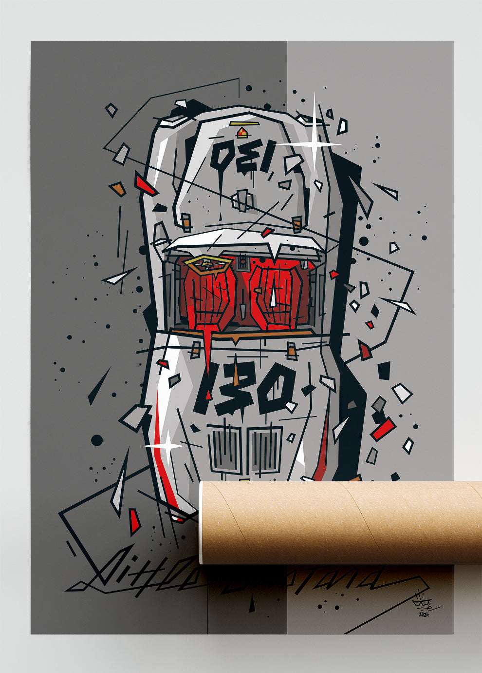 Little Bastard, illustration Porsche 550 Spyder James Dean, fine art print — Eric Blanchot, 2024
