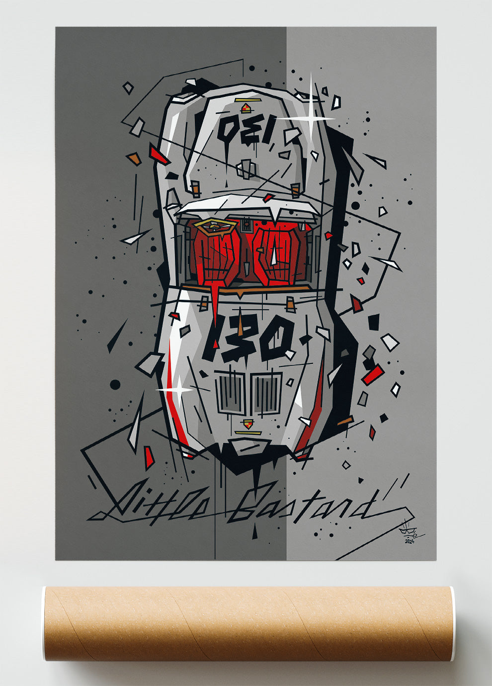 Little Bastard, illustration Porsche 550 Spyder James Dean, fine art print — Eric Blanchot, 2024