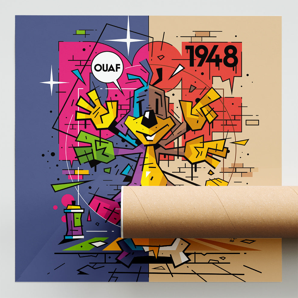 Pif Mix, illustration Pif Gadget Vitruvian Man pop art, fine art print — Eric Blanchot, 2023
