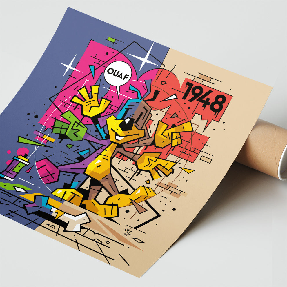 Pif Mix, illustration Pif Gadget Vitruvian Man pop art, fine art print — Eric Blanchot, 2023