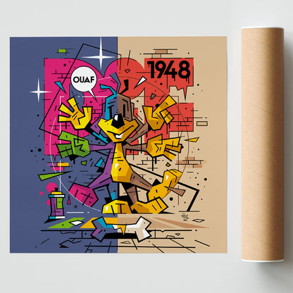 Pif Mix, illustration Pif Gadget Vitruvian Man pop art, fine art print — Eric Blanchot, 2023