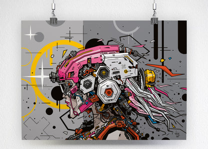 Shy's Koming, illustration futuristic AI organic portrait, fine art print — Eric Blanchot, 2023