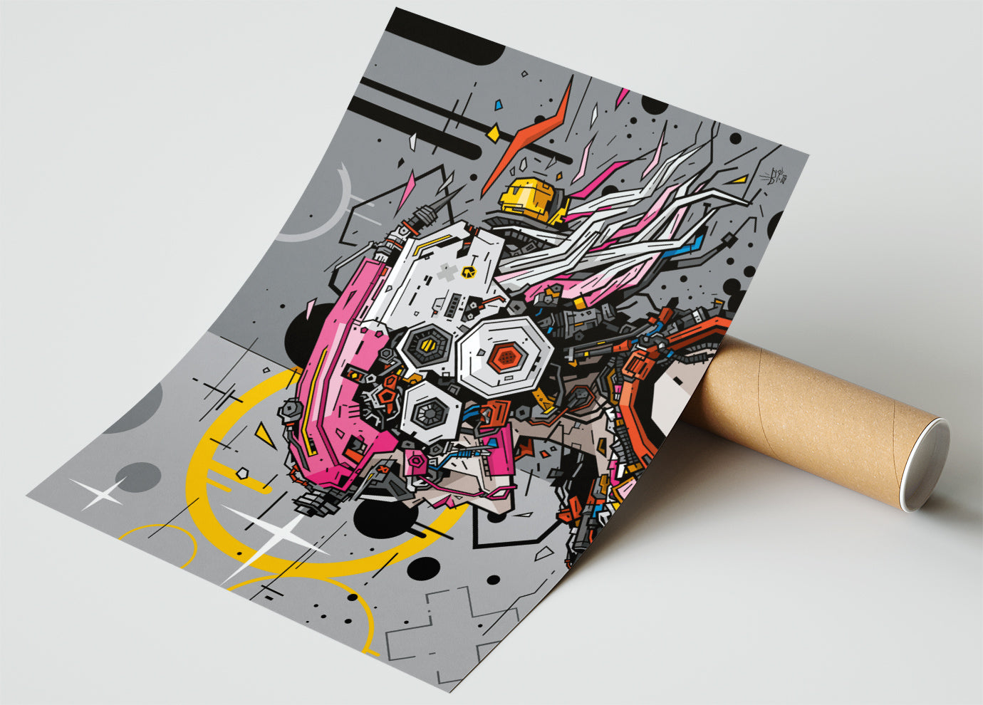 Shy's Koming, illustration futuristic AI organic portrait, fine art print — Eric Blanchot, 2023