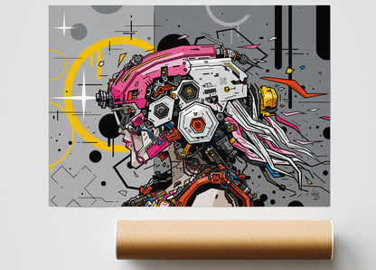Shy's Koming, illustration futuristic AI organic portrait, fine art print — Eric Blanchot, 2023