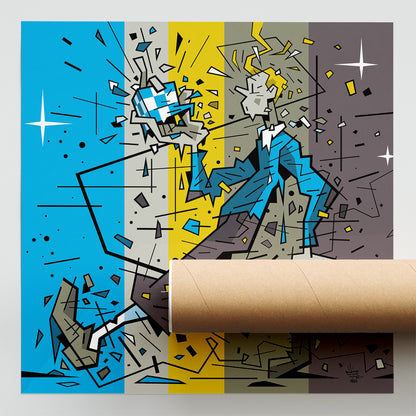 Tintin, illustration clear line reinterpretation, fine art print — Eric Blanchot, 2024