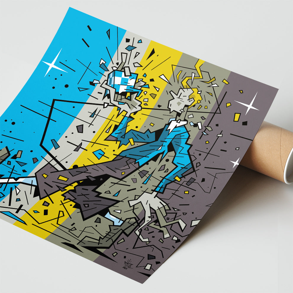 Tintin, illustration clear line reinterpretation, fine art print — Eric Blanchot, 2024