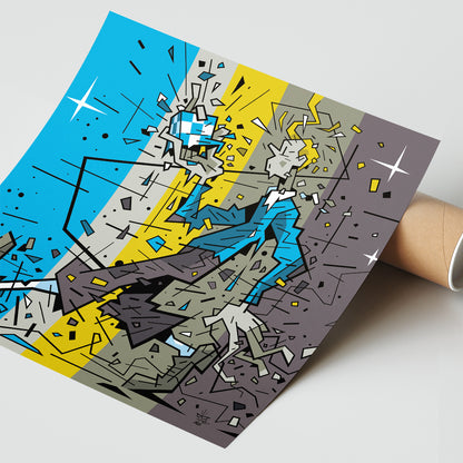 Tintin, illustration clear line reinterpretation, fine art print — Eric Blanchot, 2024