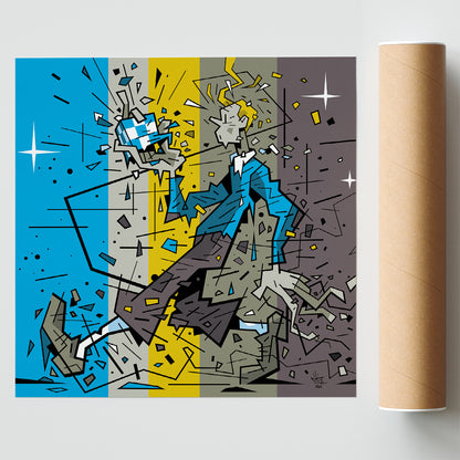 Tintin, illustration clear line reinterpretation, fine art print — Eric Blanchot, 2024