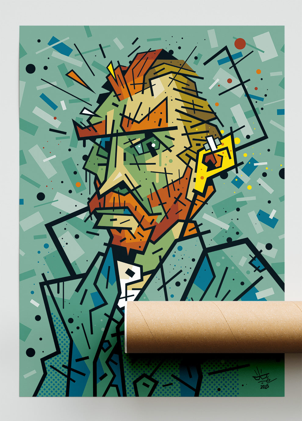 Vincent Van Gogh, illustration avant-garde graphic portrait, fine art print — Eric Blanchot, 2025