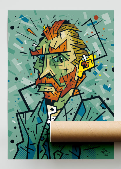 Vincent Van Gogh, illustration avant-garde graphic portrait, fine art print — Eric Blanchot, 2025