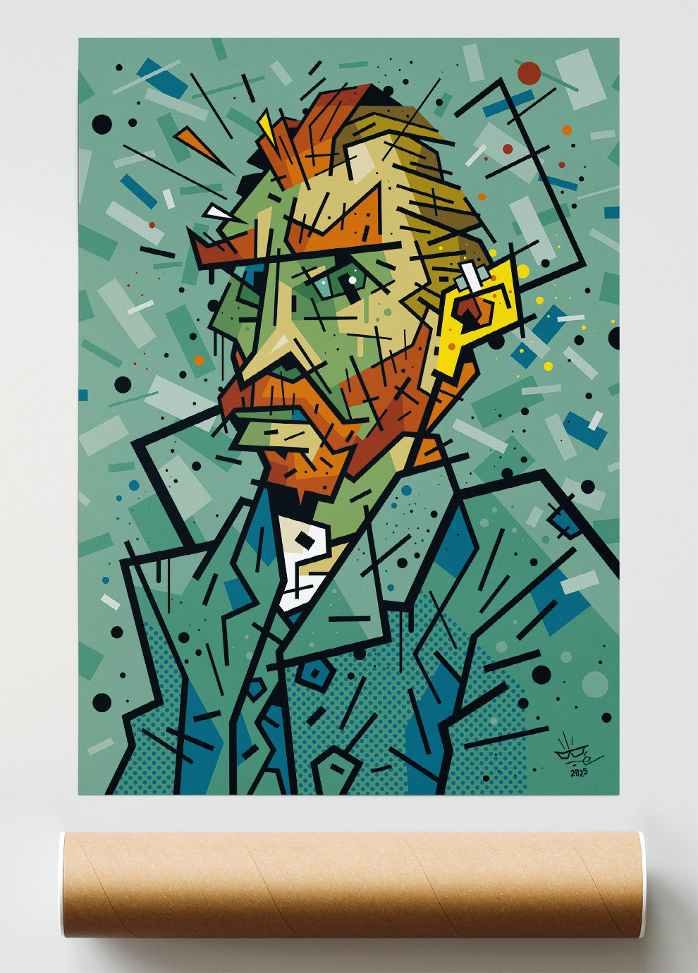 Vincent Van Gogh, illustration avant-garde graphic portrait, fine art print — Eric Blanchot, 2025
