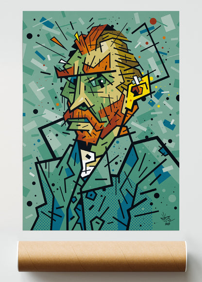 Vincent Van Gogh, illustration avant-garde graphic portrait, fine art print — Eric Blanchot, 2025