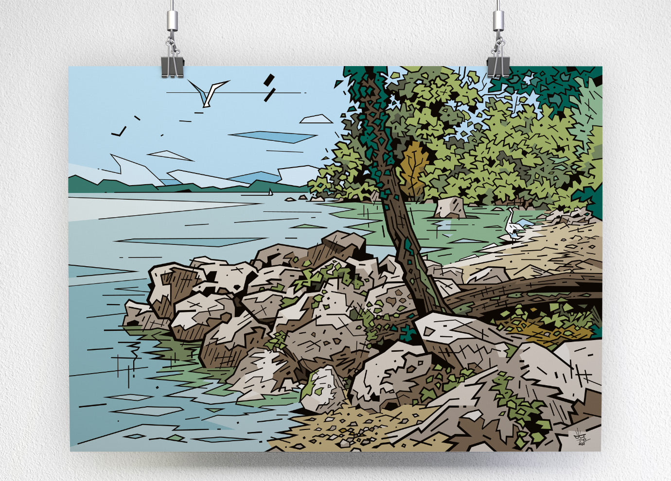 Yvoire, illustration medieval village Lake Geneva, fine art print — Eric Blanchot, 2022