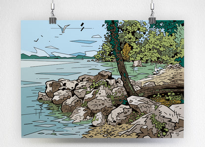 Yvoire, illustration medieval village Lake Geneva, fine art print — Eric Blanchot, 2022