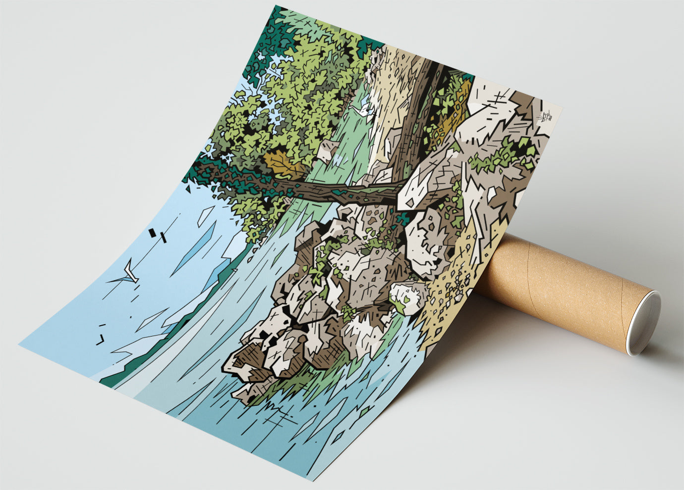 Yvoire, illustration medieval village Lake Geneva, fine art print — Eric Blanchot, 2022